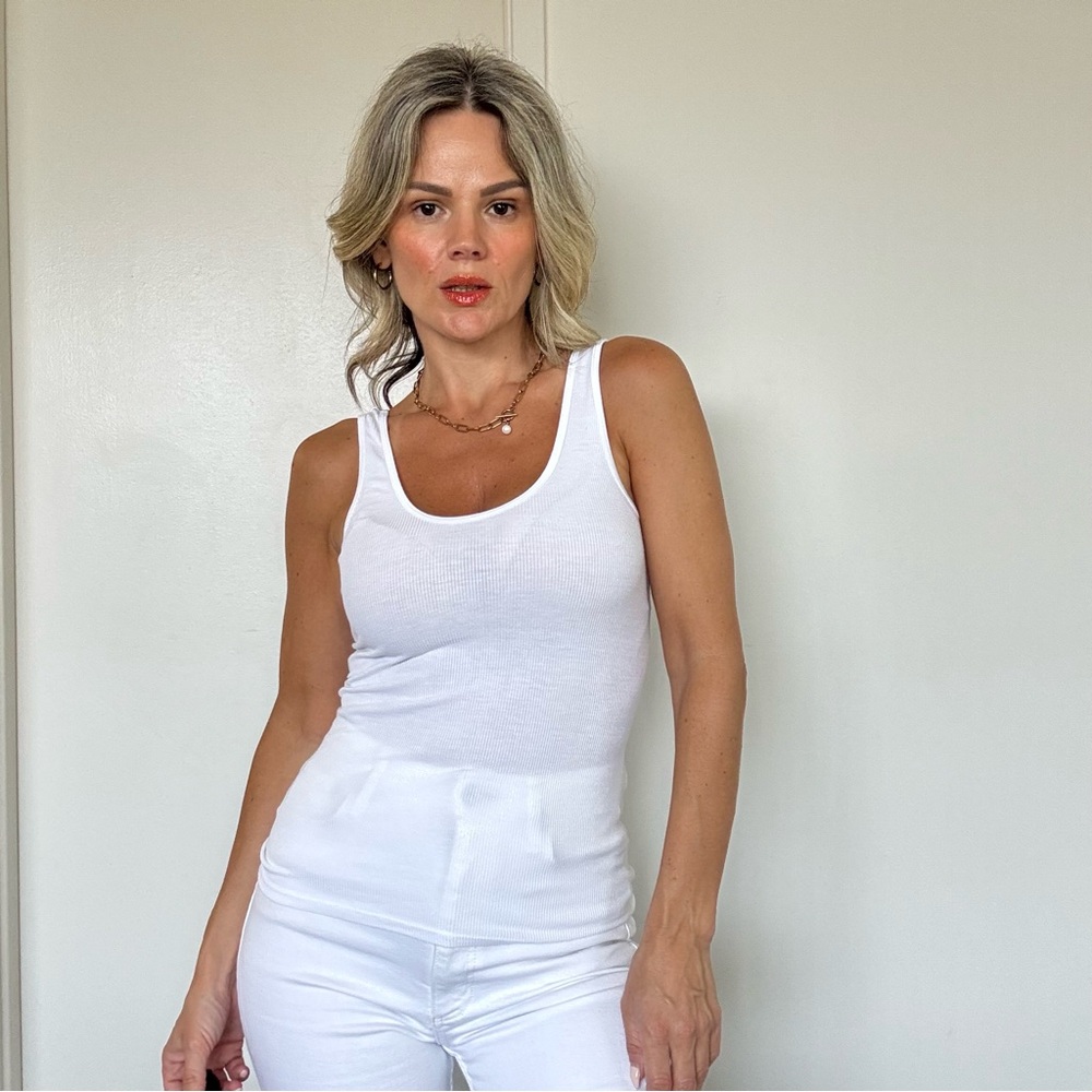 New Enza Costa Stretch Silk Knit Tank in White